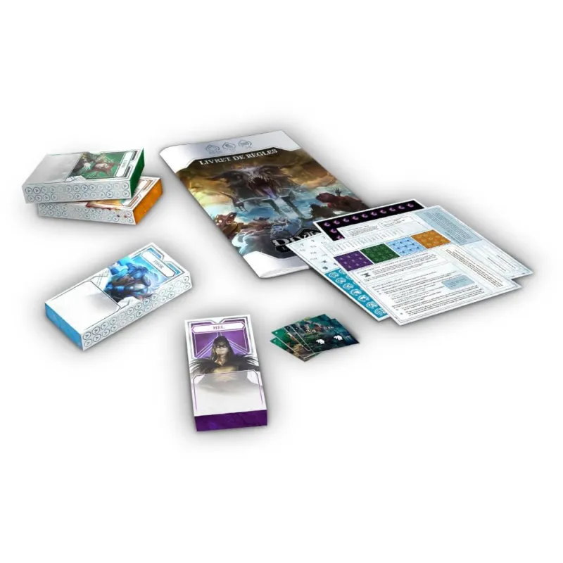 Divinus: Shadow of Yggdrasil Recharge Pack game components and cards laid out