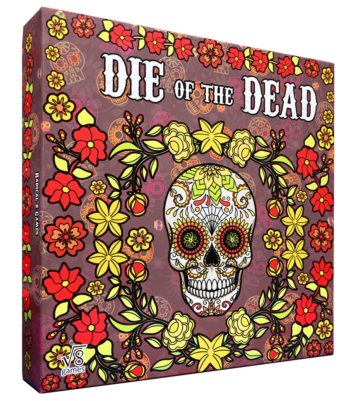 Die of the Dead board game box front with skull print