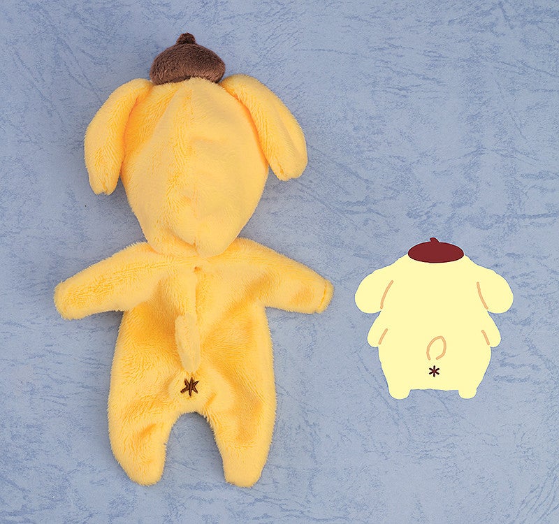 Yellow plush doll outfit with brown hat and tail