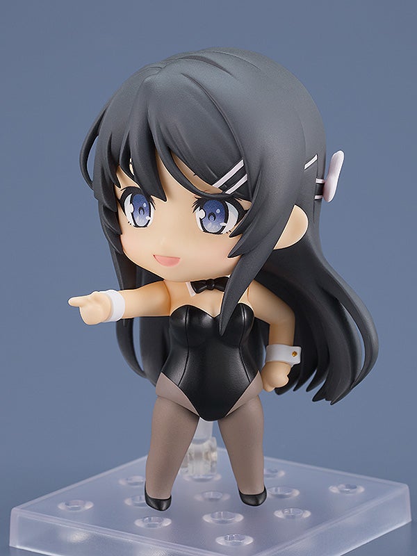 Mai Sakurajima Nendoroid posed kneeling with bashful expression and hand gesture