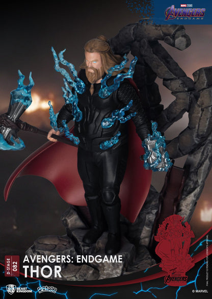 Avengers Endgame Thor D-Stage 082 statue showing Thor with Stormbreaker and crackling blue lightning