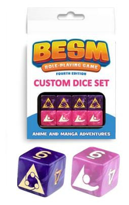 BESM Six-Sided Dice Set 8 custom six-sided dice in two colors