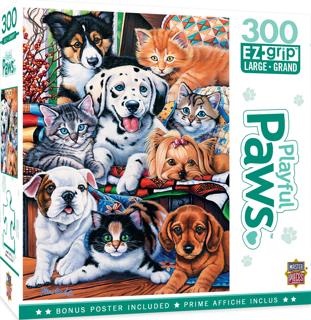 MasterPieces - Playful Paws Hide And Seek Ez Grip 300 Piece Jigsaw - Good Games