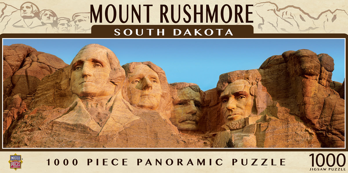 Front view of the box featuring Mount Rushmore artwork