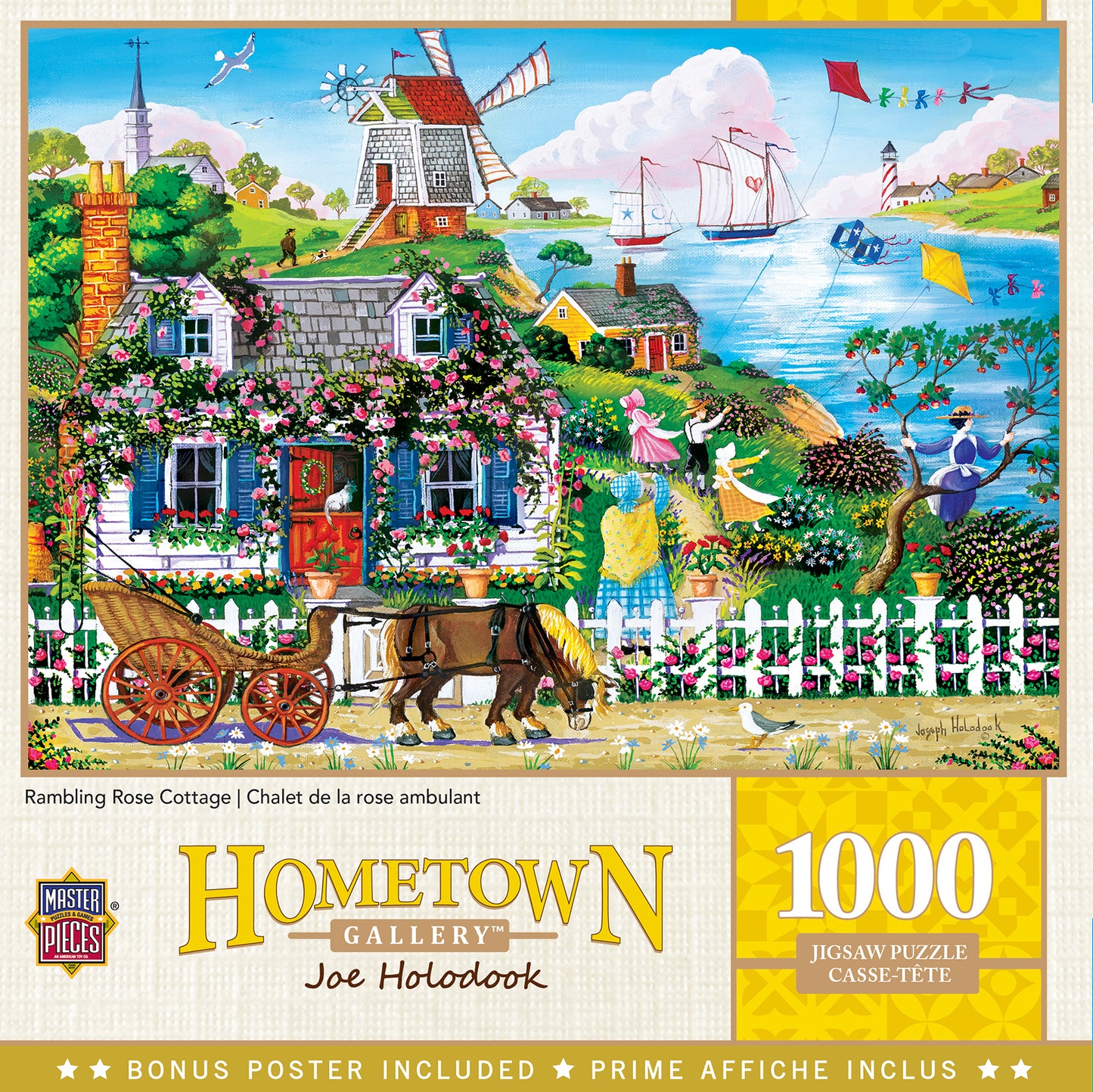 MasterPieces - Hometown Gallery Rambling Rose Cottage 1000 Piece Jigsaw - Good Games