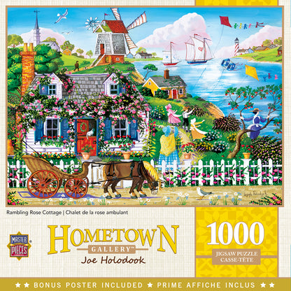 MasterPieces - Hometown Gallery Rambling Rose Cottage 1000 Piece Jigsaw - Good Games