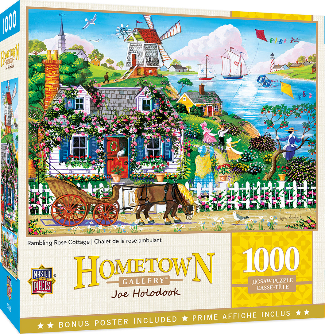 MasterPieces - Hometown Gallery Rambling Rose Cottage 1000 Piece Jigsaw - Good Games
