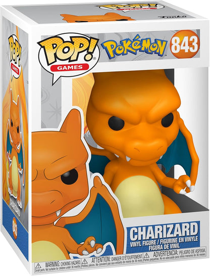 Boxed Orange Charizard Funko Pop! Games #843 figure from PokÃ©mon with blue wings
