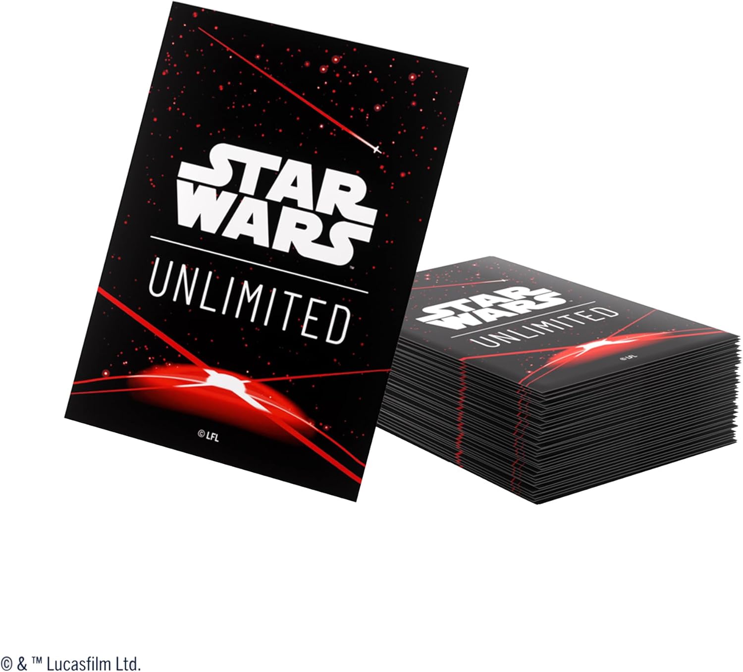 Space Red Star Wars Unlimited sleeves angled display