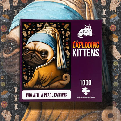 Exploding Kittens Pug with a Pearl Earring - 1000 piece Jigsaw - Good Games