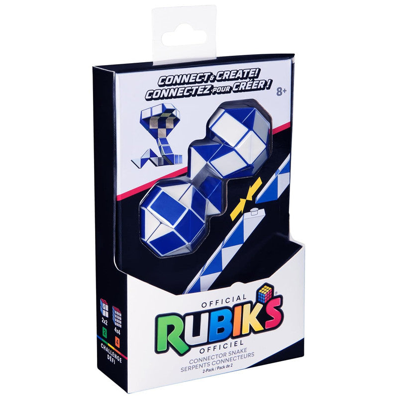 Rubiks Connector Snake 2 Pack blue and white connector snakes in retail packaging