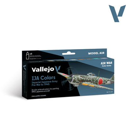 Vallejo IJA Colors airbrush paint set box, showing a camouflaged WWII Imperial Japanese Army aircraft