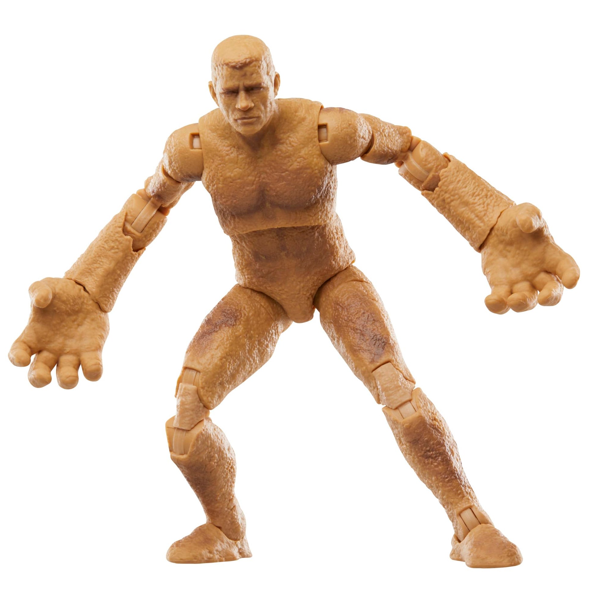 Sandy-brown action figure of Marvel's Sandman, textured and muscular, in a dynamic stance with large hands