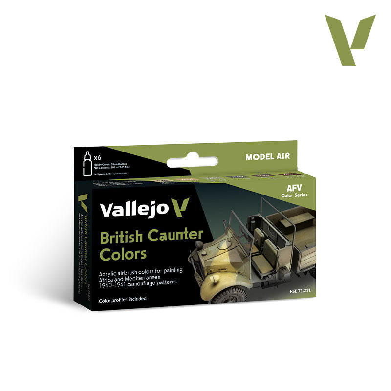 Vallejo Model Air British Caunter Colors 1940-1941 Acrylic Paint 6-Piece Set - Good Games
