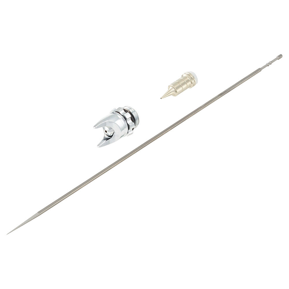 Harder & Steenbeck Airbrushes - Evolution 2024 FineLine Headset with Nozzle, Needle, Aircap, Seals on a white background