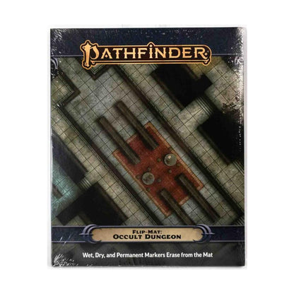 Pathfinder Flip-Mat: Occult Dungeon, a shrink-wrapped wipeable grid map with a central occult design