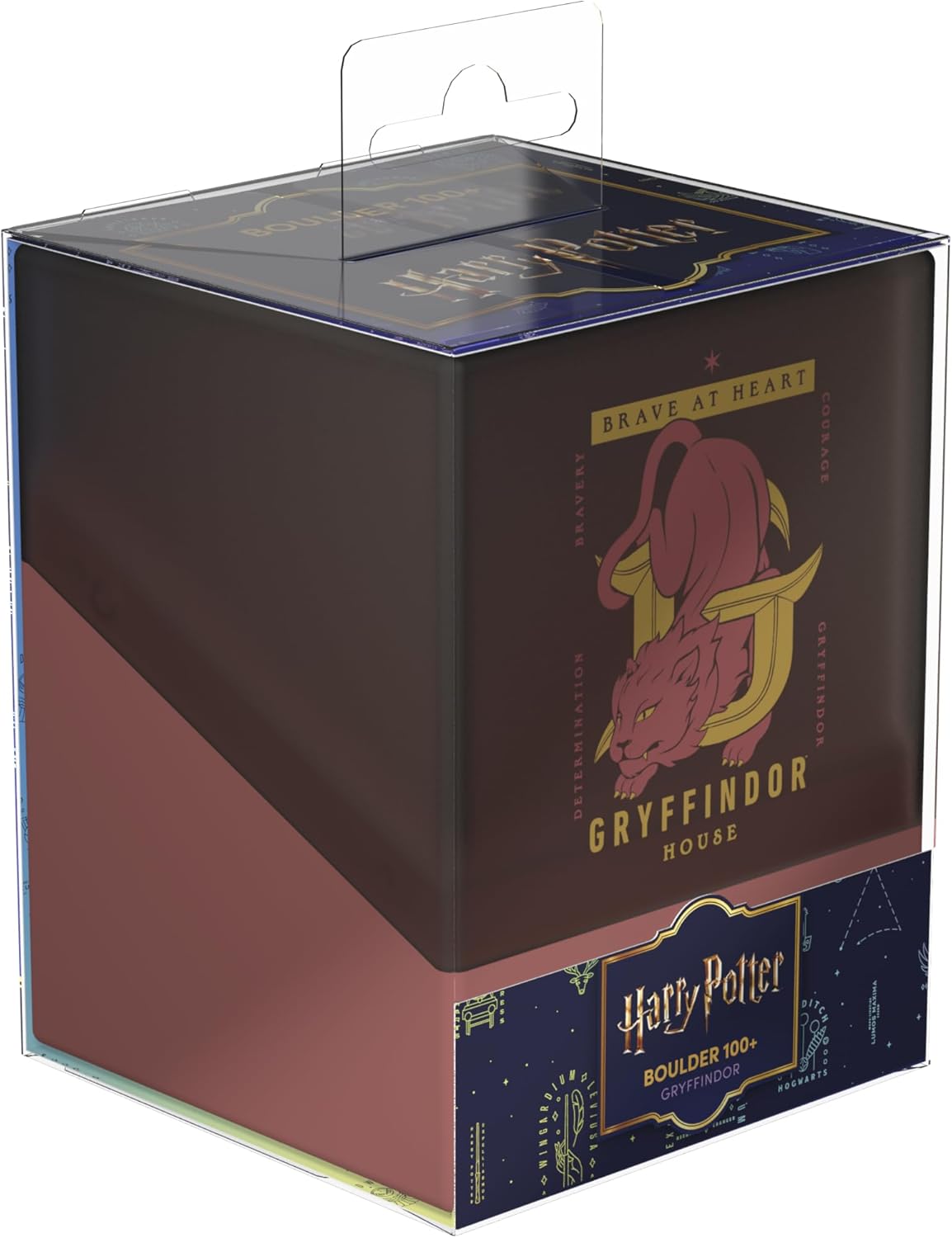 Harry Potter Gryffindor "Boulder 100+" card box packaging with the house lion crest
