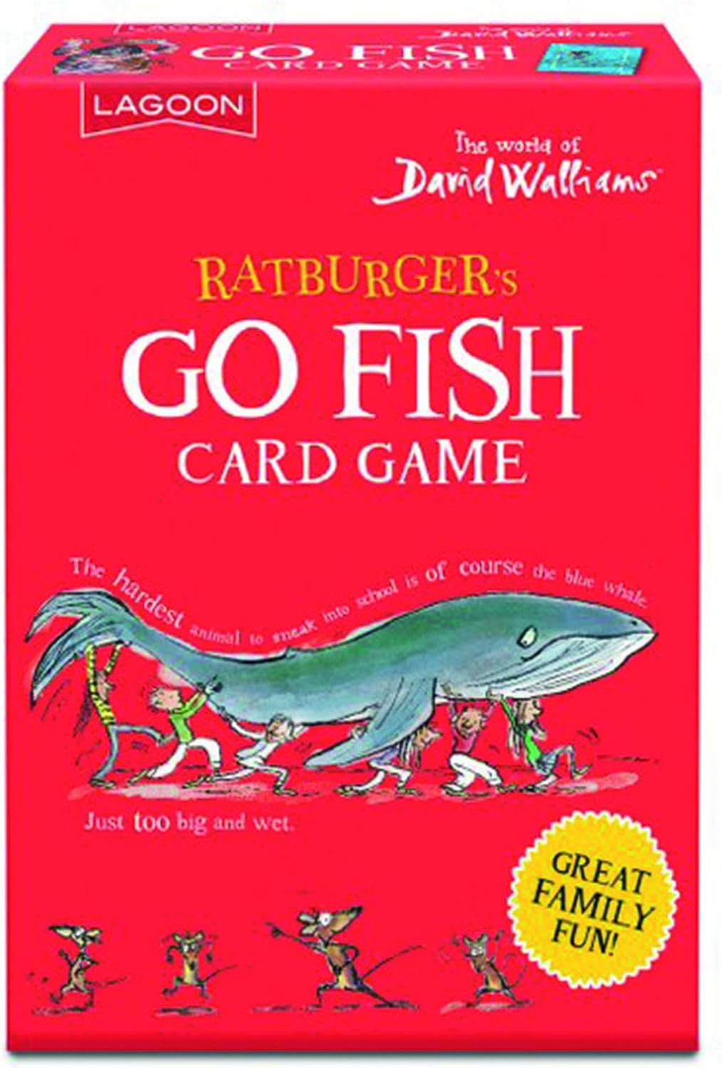 Ratburger's Go Fish Card Game box. Red cover features cartoon people carrying a blue whale