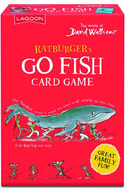 Ratburger's Go Fish Card Game box. Red cover features cartoon people carrying a blue whale
