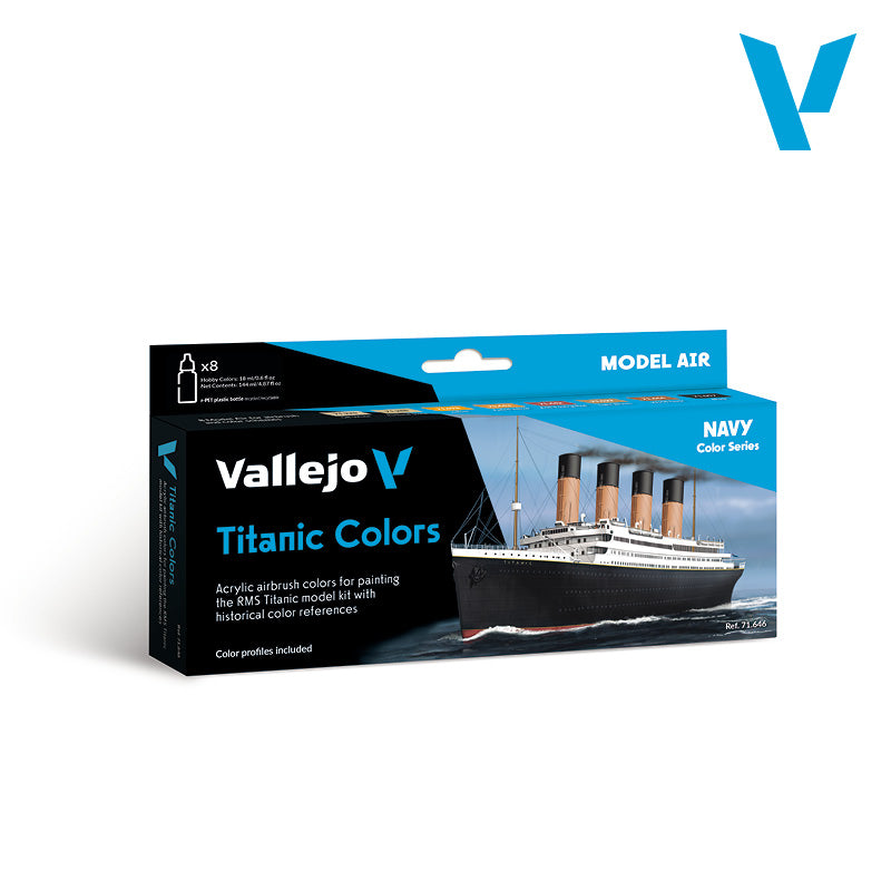 Vallejo Model Air Titanic Colours Acrylic Colour 8-Piece Set - Good Games