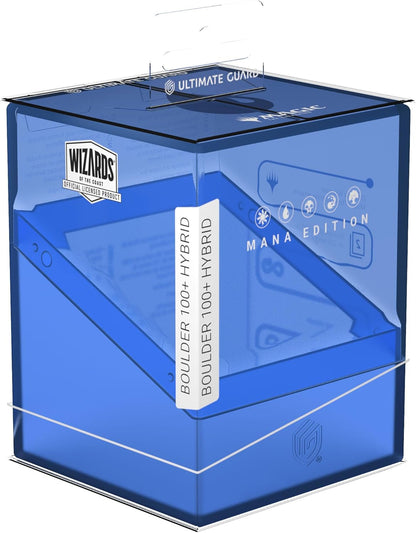 Translucent blue Ultimate Guard Boulder 100+ Hybrid MTG deck box (Mana Edition)