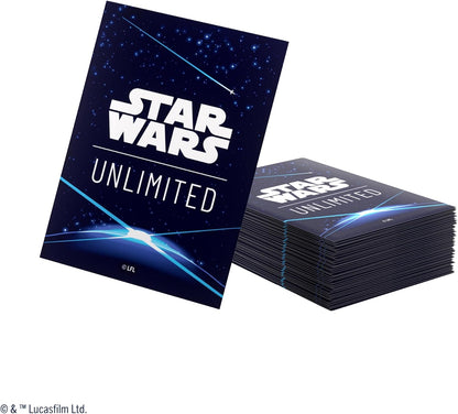 Space Blue Star Wars Unlimited sleeves side angle