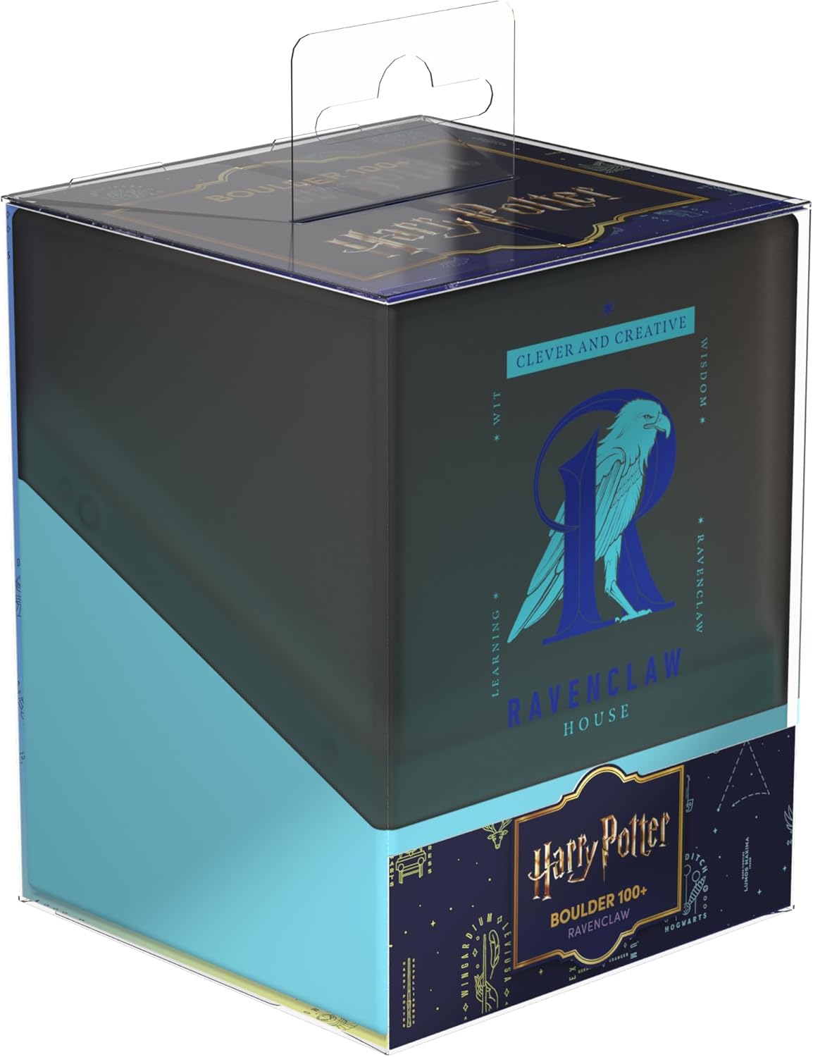 Harry Potter Ravenclaw House &quot;Boulder 100+&quot; storage box in clear packaging, featuring the eagle crest