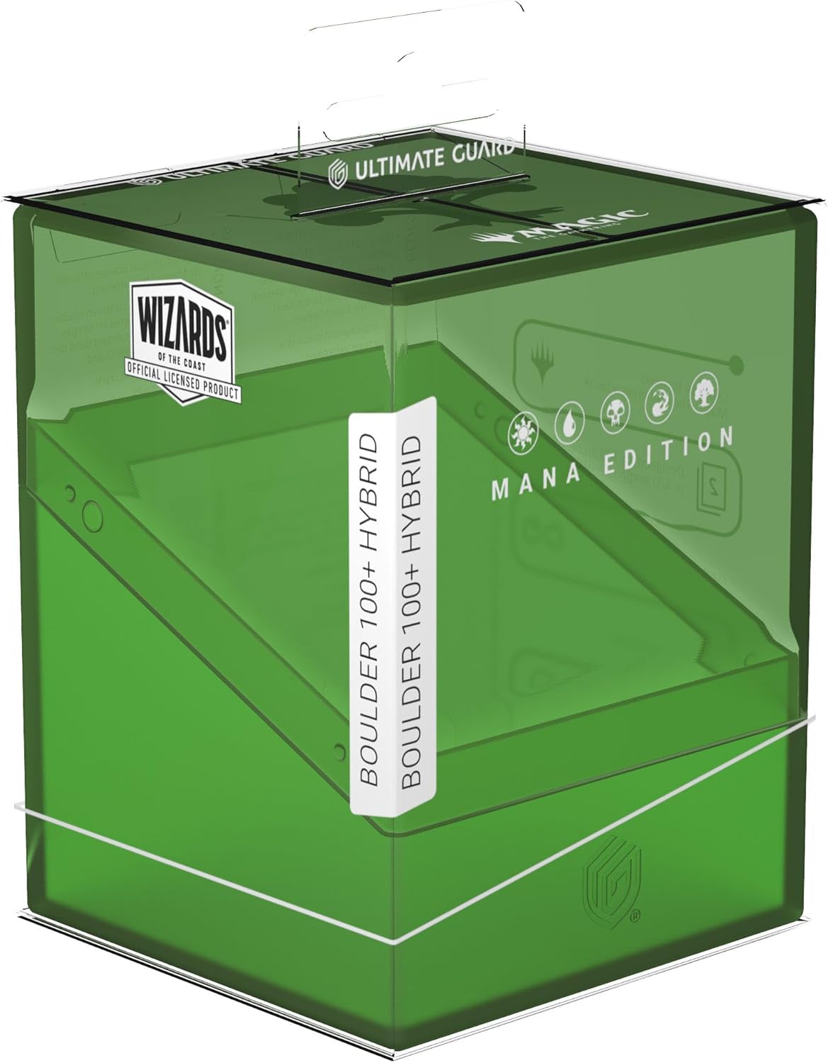 Green Ultimate Guard Boulder 100+ Hybrid deck box, Mana Edition