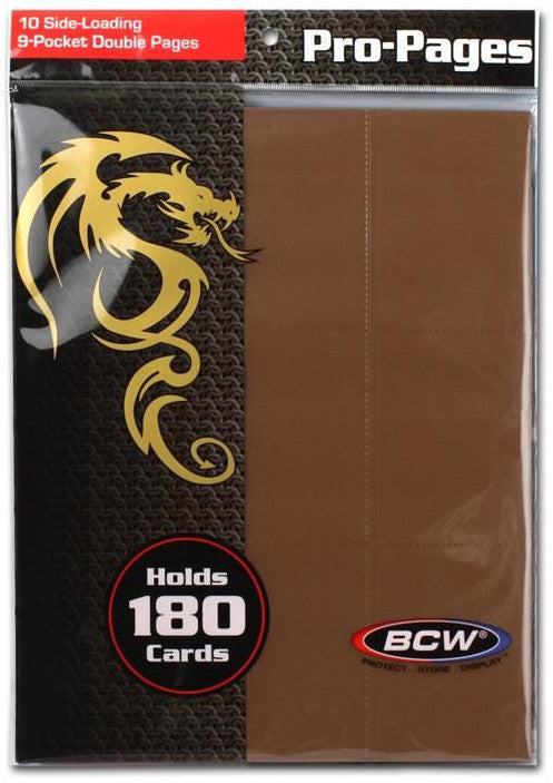 BCW Pro Pages side loading 9 pocket pages, clear plastic sheets stacked