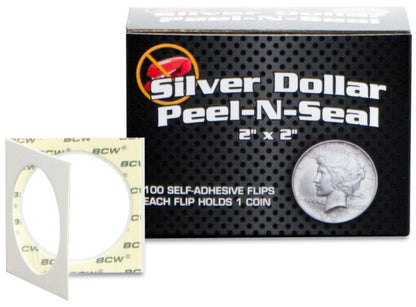 Pack of BCW Peel n Seal Adhesive Dollar Paper Flips in clear plastic sleeves