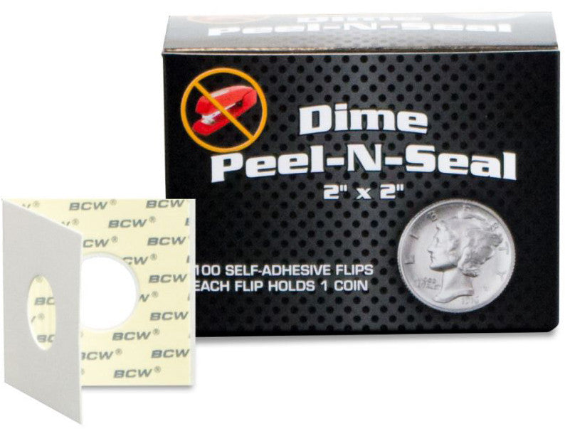 BCW Peel n Seal Adhesive Dime Paper Flips packaging