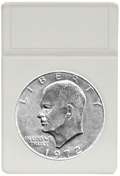 Front view of BCW white dollar currency display slab insert with label area visible