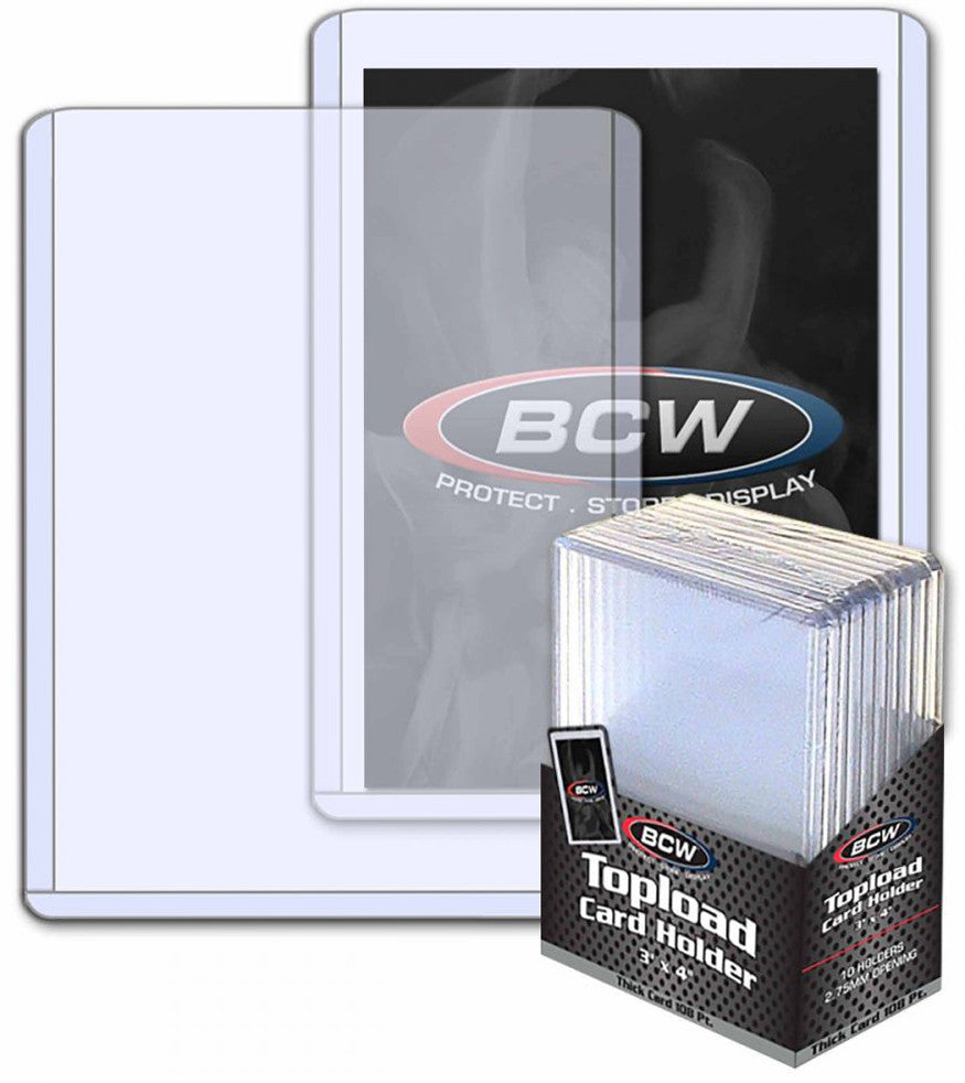 BCW 108 Pt Thick Toploader Card Holder clear rigid plastic sleeve for cards