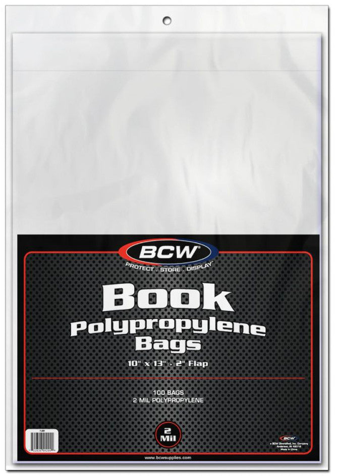 Display of multiple clear plastic book bags in packaging