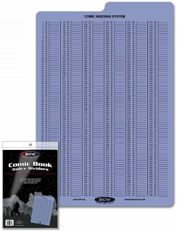 Clear comic book indexing dividers stacked