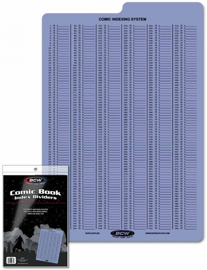 Clear comic book indexing dividers stacked