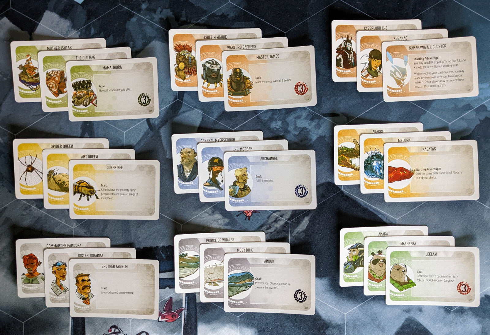 Tsukuyumi Leadership Promo Cards spread out for display