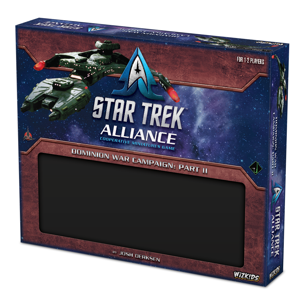 A box for Star Trek Alliance Dominion War Campaign Part II showing a green spaceship in space above a dark window
