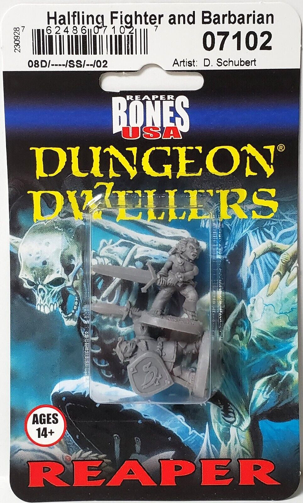 Reaper Bones Dungeon Dwellers Halfling Fighter and Barbarian miniature set 07102