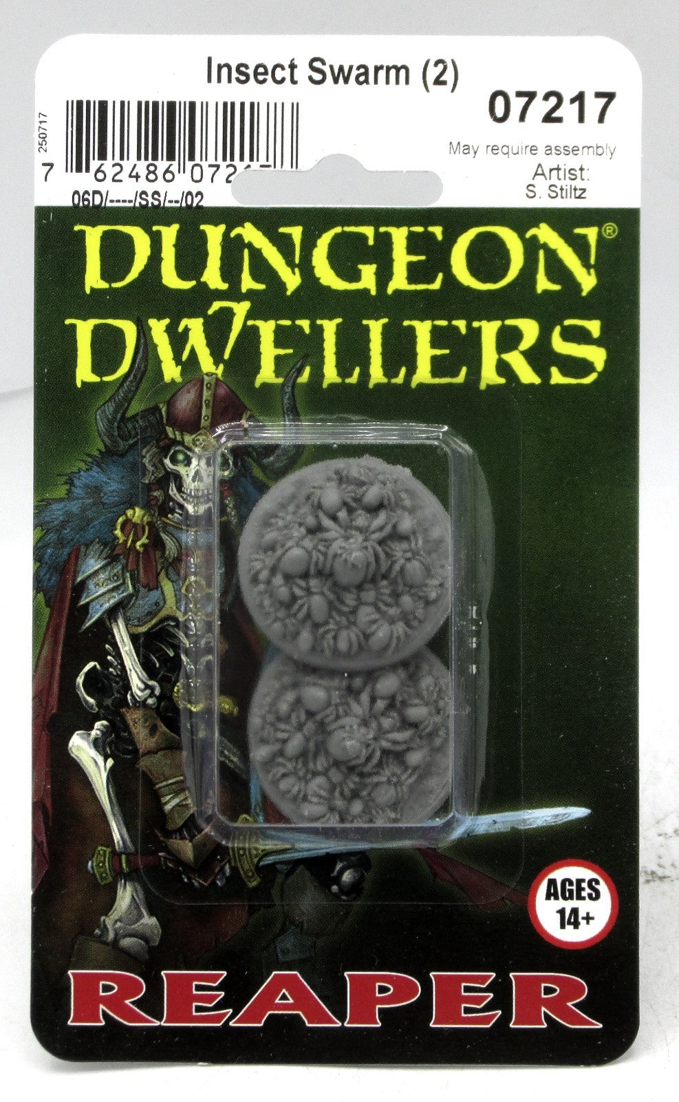 Reaper Miniatures Dungeon Dwellers 07217 Insect Swarm (2) blister pack, two gray spider swarm bases for tabletop gaming