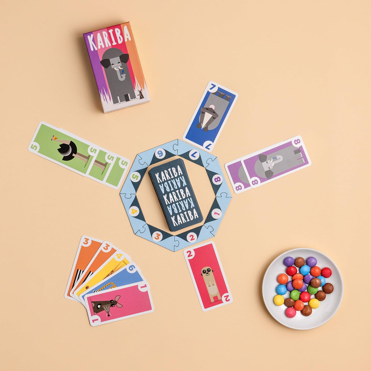 Close-up of Kariba animal cards during gameplay and sweet