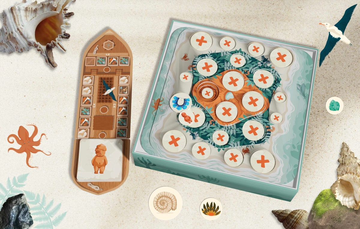 Close-up of Toko Island gameplay with island map and tokens