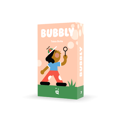 Helvetiq: Bubbly card game box featuring colorful bubble-themed design