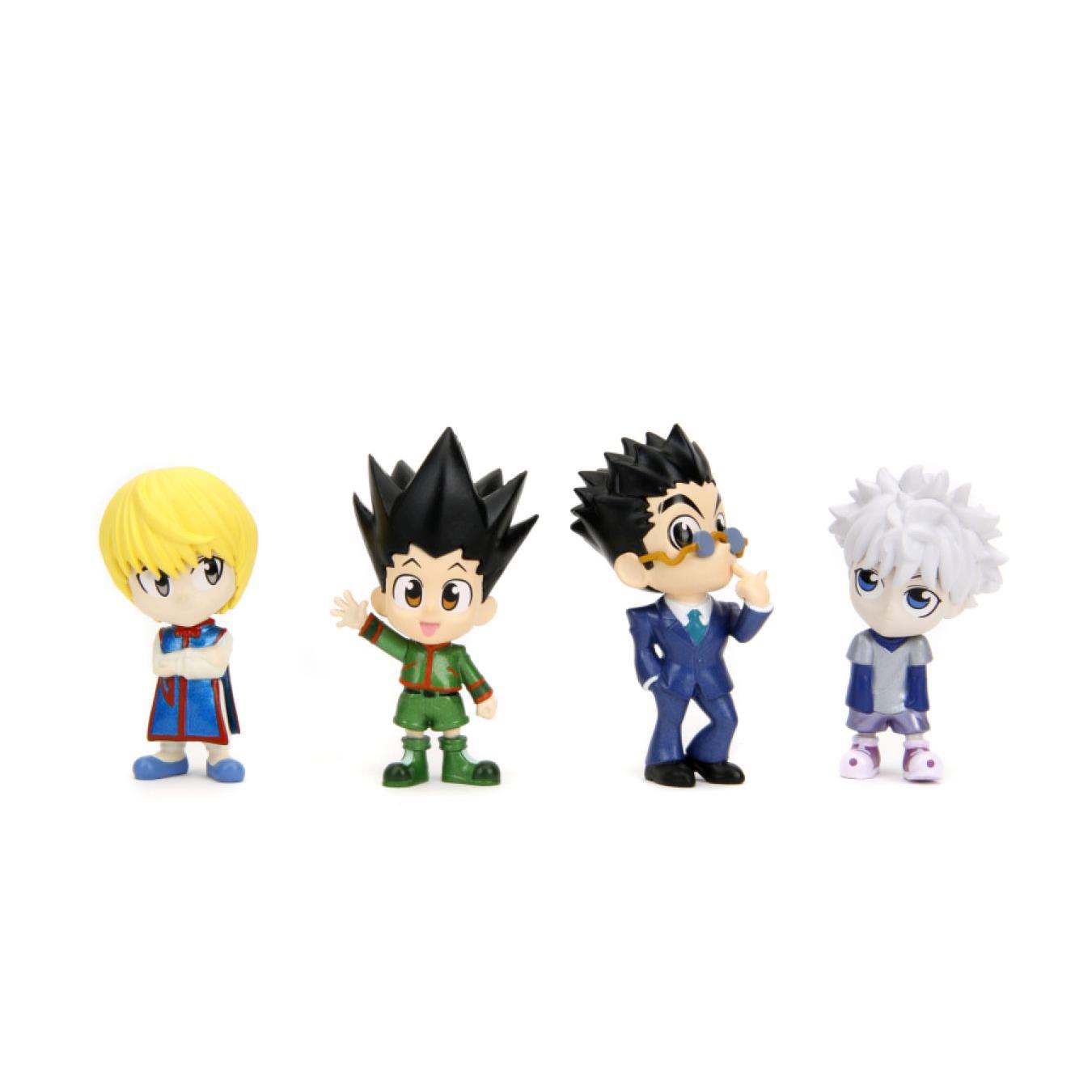 Hunter x Hunter figure set of 4 characters: Kurapika, Gon Freecss, Leorio, and Killua Zoldyck on a white background