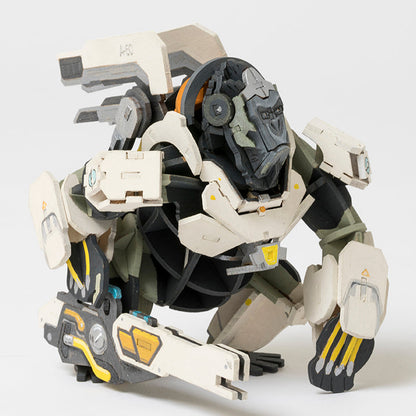 Incredibuilds Overwatch Winston 3D wood model kit and poster featuring the playable hero Winston in crouching pose
