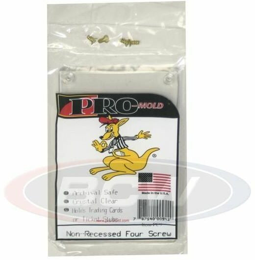 Clear BCW Pro Mold 4-screw card holder with trading card inside
