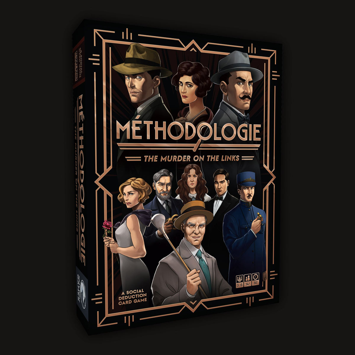Methodologie: The Murder on the Links board game box side front view