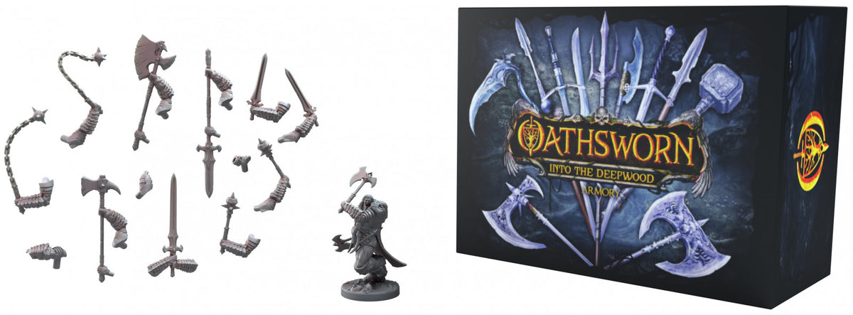 Box cover of Oathsworn: Into the Deepwood Armory Box featuring fantasy artwork and bold logo