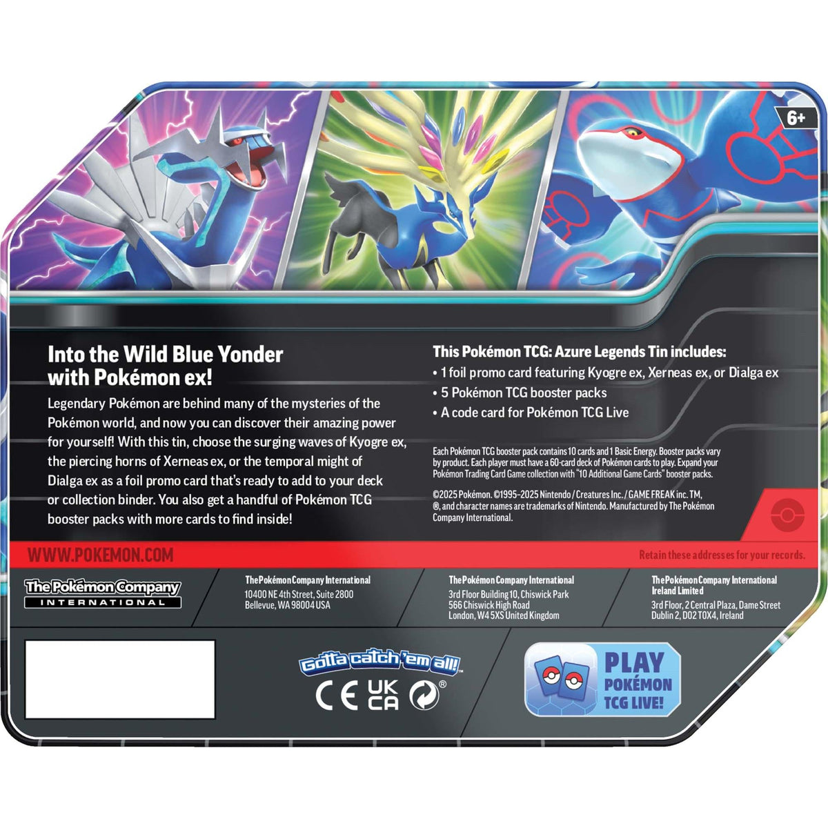 Pokemon Trading Card Game Azure Legends Tin