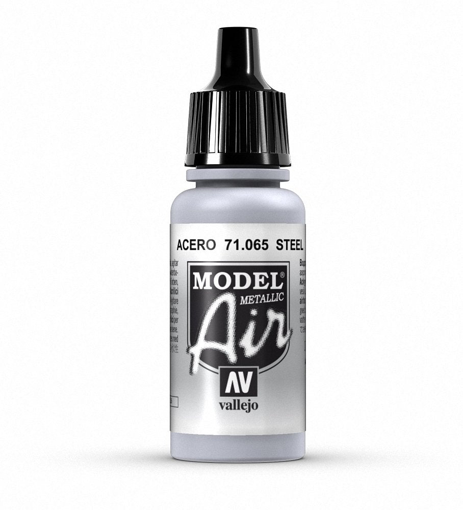 Vallejo Model Air Metallic Paint 17ml - Steel - Good Games